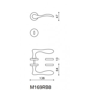 Olivari - Door Handle - Siena M169RB8 CO satin chrome data sheet patent hole